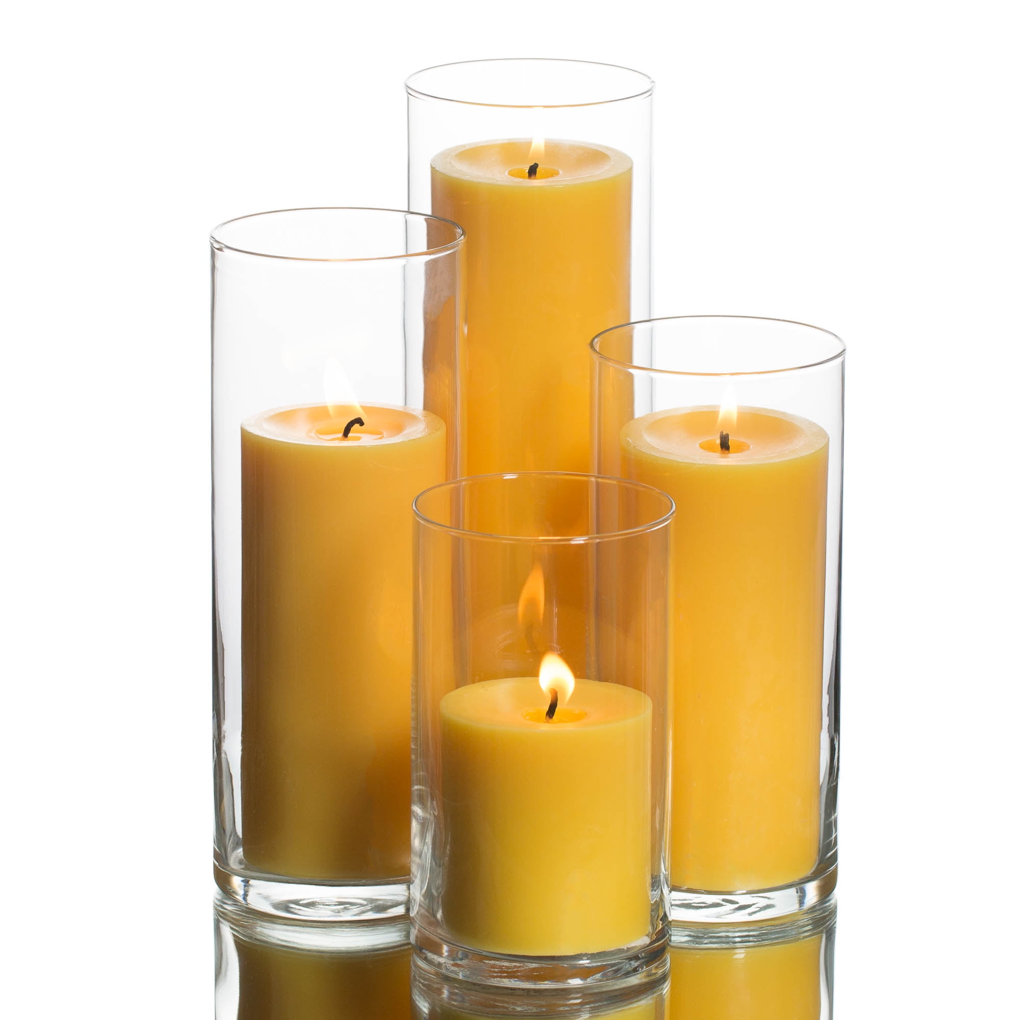 Richland Pillar Yellow Candles & Eastland Cylinder Holders Set of 4