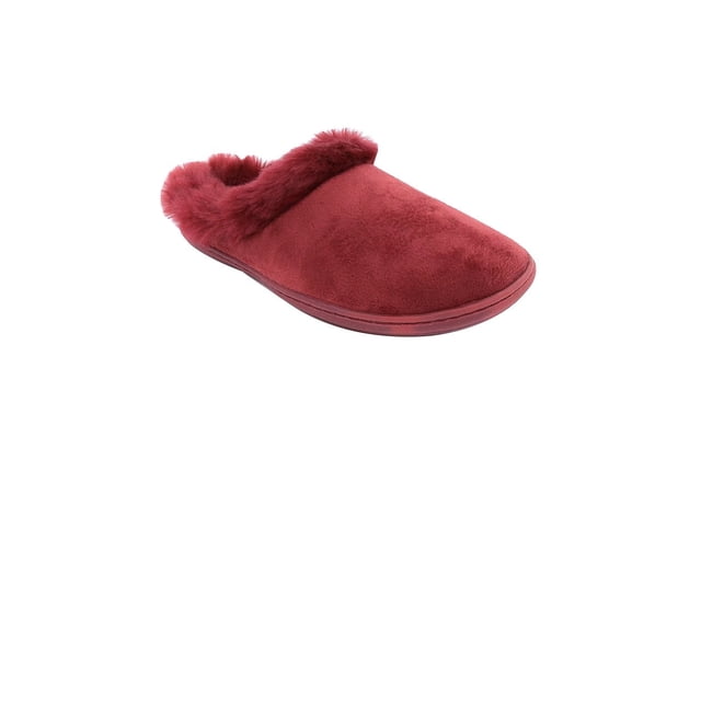 Charter Club Women's Microfiber Velour Boot with Faux Fur Slippers Small Tibetan Red
