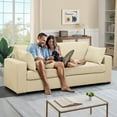 thumbnail image 3 of Lunale 79"L Corduroy Sofa, Deep Seat Sleeper Couch, 3-Seater Living Room Sofa, Cream, 3 of 10