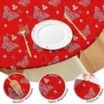 thumbnail image 4 of Red Butterfly Heart Flower Pattern Round Fitted Tablecloth with Elastic Edge,Dining Table Cover Waterproof,Outdoor Round Tablecloth for Camping,Dining,Indoor and Outdoor, 4 of 7