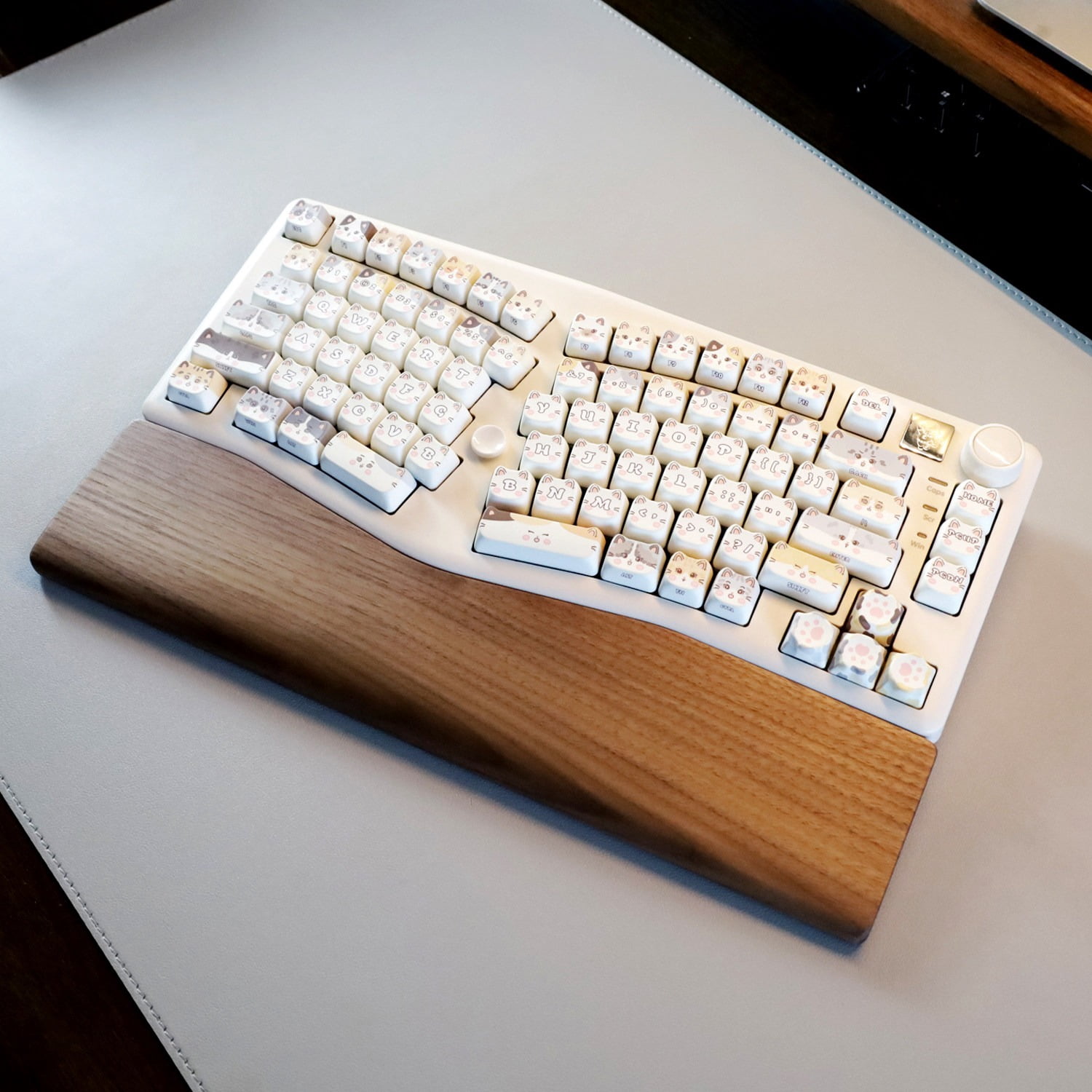 Walnut Wood Keyboard Wrist Rest for Leobog A75, Ergonomic Hand & Wrist Support Pad for Office & Gaming Desk Setup