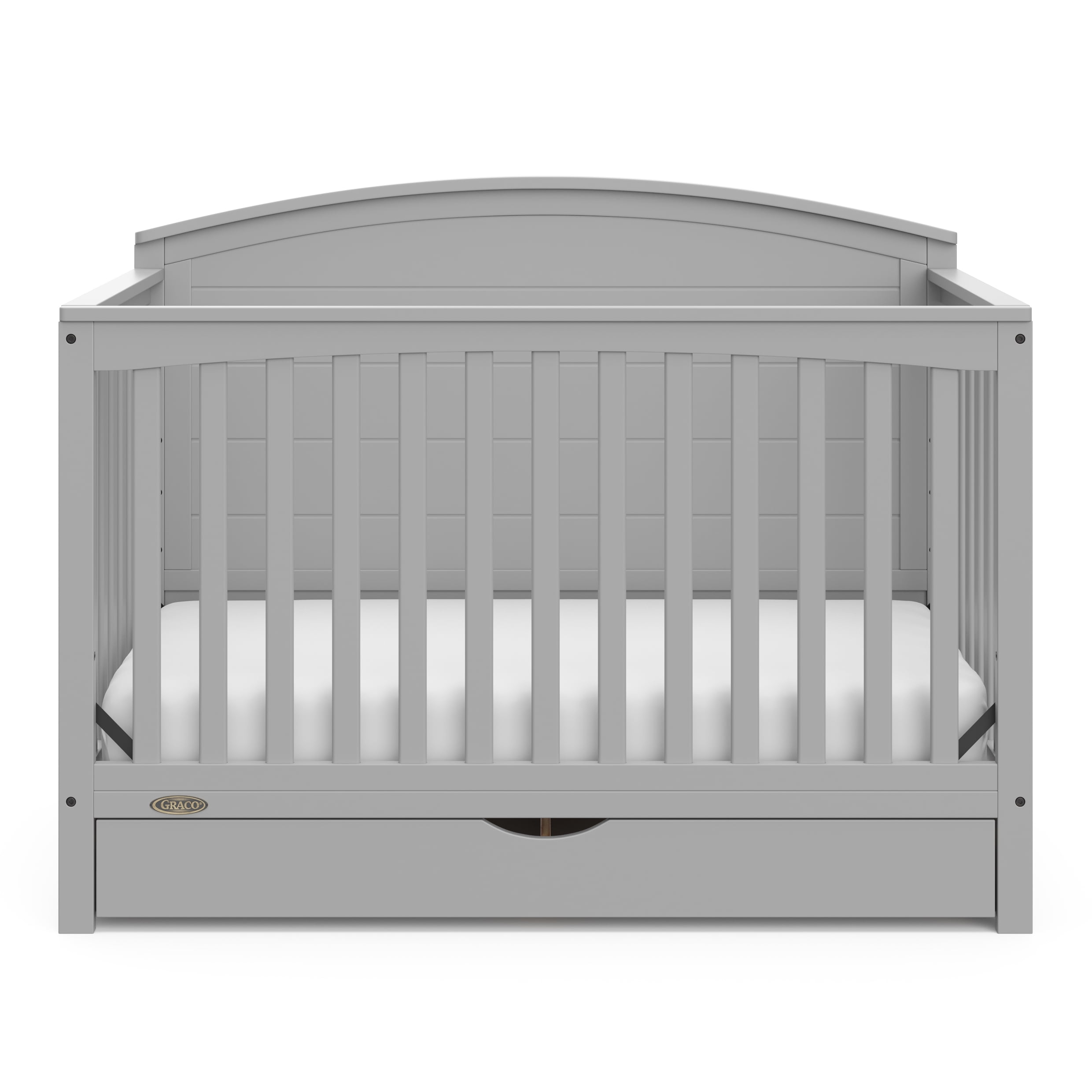 Graco Bellwood 5-in-1 Convertible Baby Crib with Drawer, Pebbe Gray