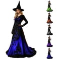 thumbnail image 2 of Witch Dress For Women Long Sleeve V Neck Slim Fit Halloween Dresses Medieval Renaissance Gothic Vampire Costumes, 2 of 6