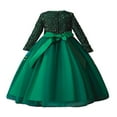 thumbnail image 2 of Enfants Bébé Filles Princesse Robe à Manches Longues Paillettes Maille Noël Fête de Banquet Robe Rouge 11-12 Ans, 2 of 8