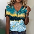 thumbnail image 2 of Gibobby Camiseta de Manga Corta con Cuello en V Camiseta manga corta con cuello en V y botones manga corta con agujeros informales verano para mujer(Amarillo,CH), 2 of 5