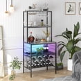 thumbnail image 5 of ZAFLY Wine Storage Rack Table with LED Light|Industrial Wine Bar Cabinet with Glasses Holders|Freestanding Floor Cabinet with Liquor Bottle Holder for Dining Room, Kitchen-Black, 5 of 9