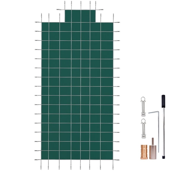 Pool Safety Cover 20x40ft Rectangle Inground Pool Cover Green Mesh with Steps