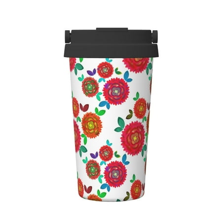 

Insulated Coffee Mug With Lid Wild Roses Background Pattern Insulated Tumbler Stainless Steel Coffee Travel Mug With Lid Hot Beverage And Cold Vacuum Portable Thermal Cup Gifts