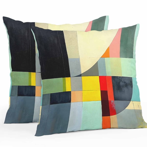Abstract Art Outdoor Pillow Covers Pack of 2 Simple Color Block Collage Art Modernism Waterproof Throw Pillow Covers Decorative Cushion Cases for Patio Garden Tent Balcony Couch 18x18 inch