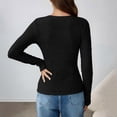 thumbnail image 5 of YYDGH Women's Long Sleeve T Shirts Crewneck Textured Fitted Basic Tee Tops Casual Solid Color Blouses Black M, 5 of 8