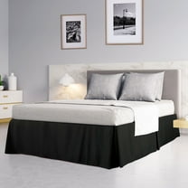 PiccoCasa Pleated Ruffle Bed Skirts with 14" Drop, Queen Black