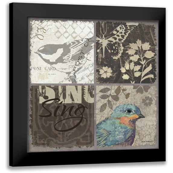 Phillips, Anita 12x12 Black Modern Framed Museum Art Print Titled - Bird 4 Patch I