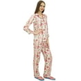 thumbnail image 4 of Bimba Off-White Button-Down Shirt With Elastic Waist Pajama Pant Night Wear-4, 4 of 5