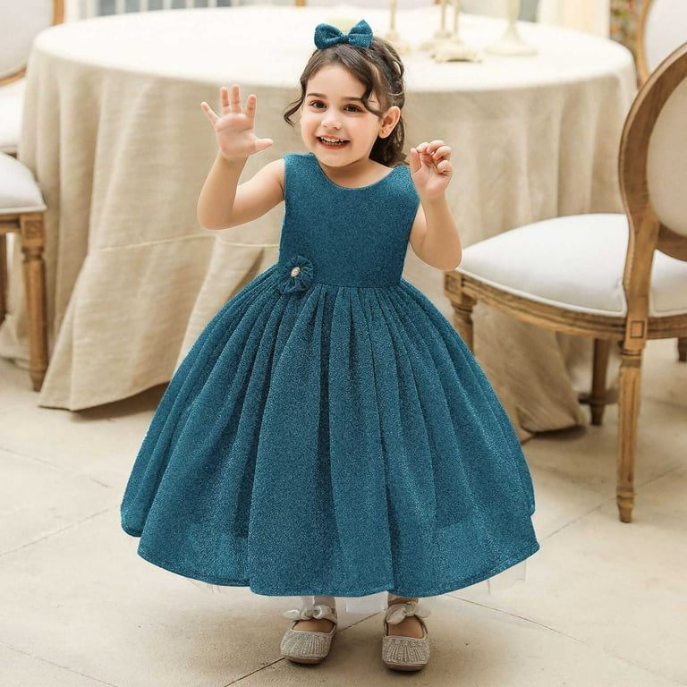 JUoaLXG Baby Girls Casual Dresses Summer Kids Floral Pageant Party Child  Gown Princess Dress Outwear,Green,6-12 Months - Walmart.com