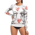 thumbnail image 4 of joogoo Womens UPF 50+ Rash Guard Cute Birds Couple Hearts Long Sleeve UV Protection Sun Shirts Tops S, 4 of 7