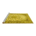 thumbnail image 2 of Ahgly Company Machine Washable Indoor Square Medallion Yellow Traditional Area Rugs, 5' Square, 2 of 4