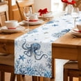 thumbnail image 5 of Blue Coastal Octopus Table Runner 70 Inches, Summer Ocean Sea Coral Shells Texture Bed Runner Dresser Scarves Tabletop for Indoor Outdoor Parties/Ceremony/Banquet, 13" x 70", 5 of 9