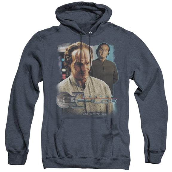 Star Trek Doctor Phlox Adult Heather Hoodie Sweatshirt Navy