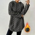 thumbnail image 3 of Women's Mid-Length Plush Fleece Drawstring Hooded Sweater, Oversized Soft Pullover with Long Sleeves, Thermal Comfort Wear for Autumn Winter Casual Outfits and Daily Lounge Dark Gray XL, 3 of 4
