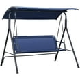 thumbnail image 1 of Chaise Balançoire de Patio à 3 Places, Balançoire Berçante de Porche Extérieure avec Auvent Réglable, Coussin Amovible et Cadre en Acier Résistant aux Intempéries, pour Jardin, au Bord de la Piscine, Bleu Foncé, 1 of 9