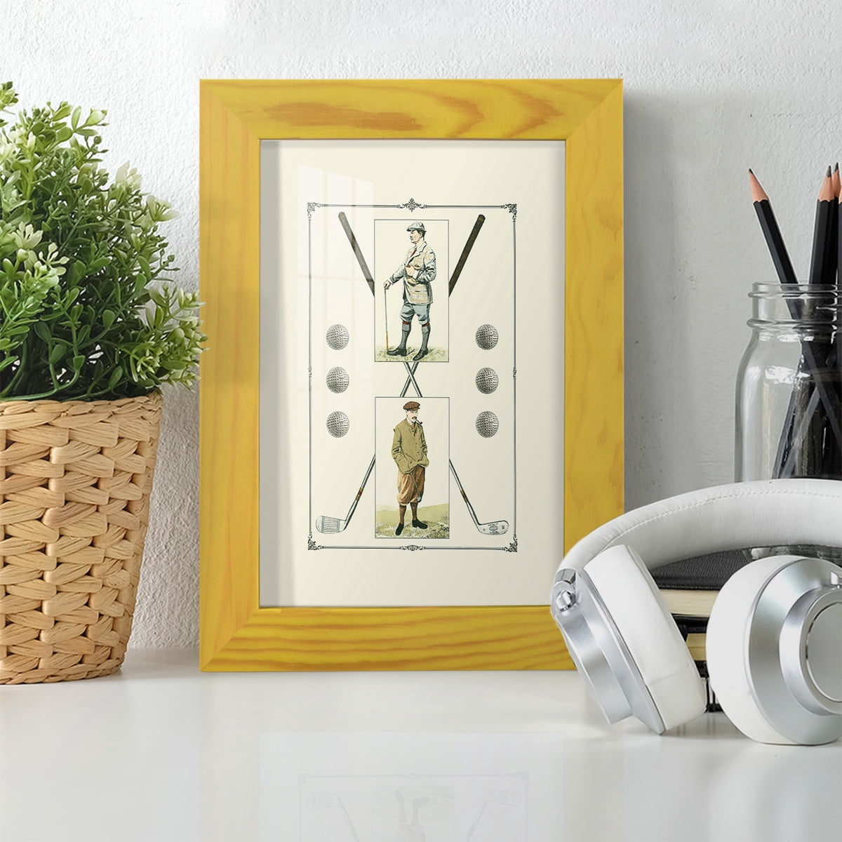 Golfers: John Henry & R. Maxwell -Framed Print w/glass-Sunflower Yellow