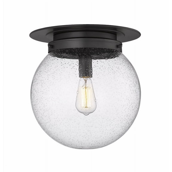 7506F13-MB-Z-Lite-Calhoun - 1 Light Flush Mount In Traditional Style-14 Inches Tall and 13 Inches Wide-Matte Black Finish-Clear Seedy Glass Color