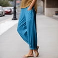 thumbnail image 2 of Aihuaihua Women's Cropped Pants High Waist Drawstring Capri Pants Wide Leg with Pockets Sky Blue XL, 2 of 6