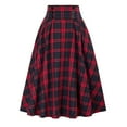 thumbnail image 2 of IROINNID Women's Fashion Plaid With Buttons Vintage High Waist Pleated Skirt Mid Empire Waist Mid Print Skirt, 2 of 4
