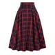 thumbnail image 1 of ICHUANYI Clearance Women Fashion Plaid Printing With Buttons Vintage High Waist Pleated Skirt(Red, S) ICHUANYI WER2023081003572, 1 of 4