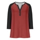 thumbnail image 5 of Tops de verano,Camiseta raglán con cuello en V para mujer, manga 3/4, blusa informal de cuello redondo para estar en casa, sopatenor, 5 of 9