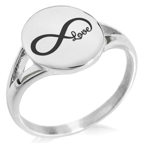 Tioneer Stainless Steel Infinity Love Minimalist Oval Top Polished Statement Ring