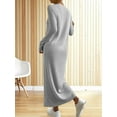 thumbnail image 6 of Womens Sweater Maxi Dress Long Sleeve Knit Ribbed Crew Neck Slim Fit Casaul Fall Long Dresses Grey L, 6 of 7