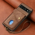 thumbnail image 2 of Nalacover for Google Pixel 6A, Slim Case Wallet with Credit Card Holder, Back Flip Premium Leather Magnetic Clasp Kickstand Wirst Hand Strap Shockproof Cover for Google Pixel 6A, Brown, 2 of 7