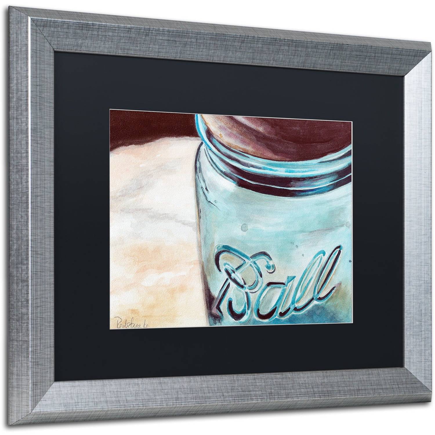 Trademark Fine Art "Ball Jar Ideal Peppers" Canvas Art by Jennifer Redstreake Black Matte, Silver Frame