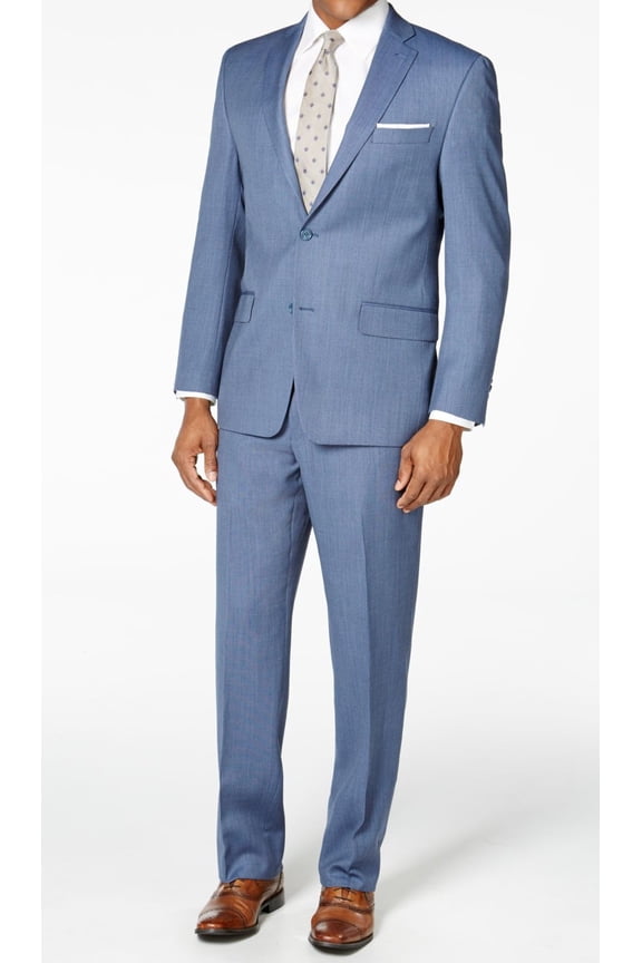 NEW Blue Mens Size 38 R Pindot Two Button Wool Suit Set