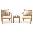 thumbnail image 2 of YYAo Outdoor Bistro Set, Outdoor Conversation Sets, 3 Pieces Patio Wood Furniture Set with soft Cushions for Porch-White, 2 of 6