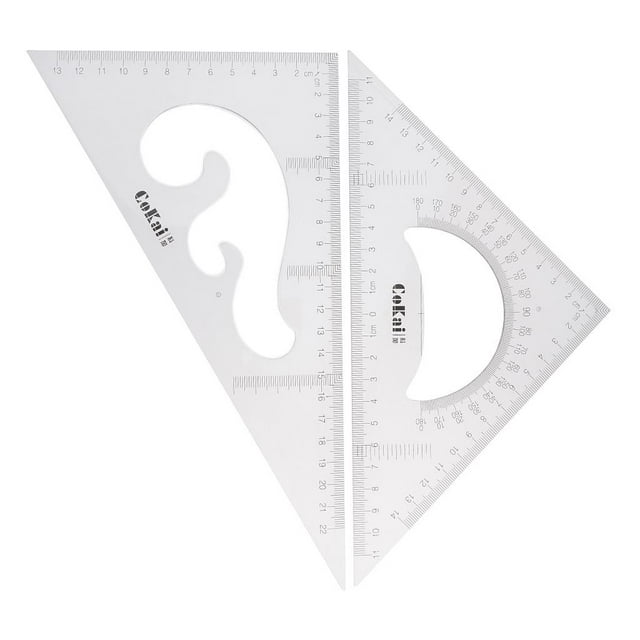 simhoa Pack of 2 Triangular Ruler Set, 30/60 and 45/90 Triangles, Set Squares, Geometry 25cm