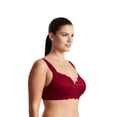 thumbnail image 2 of Curve Muse Plus Size Unlined Minimizer Wirefree Bras with Embroidery Lace-3Pack--BURGUNDY,BLACK,GREY-38C, 2 of 6