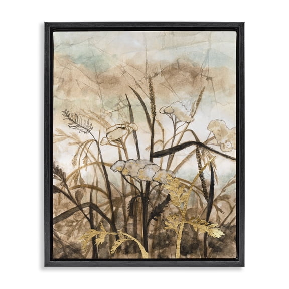 Stupell Industries Transitional Abstract Neutral Landscape Black Floating Frame Canvas Art, 17 x 21, by Vanna Lam