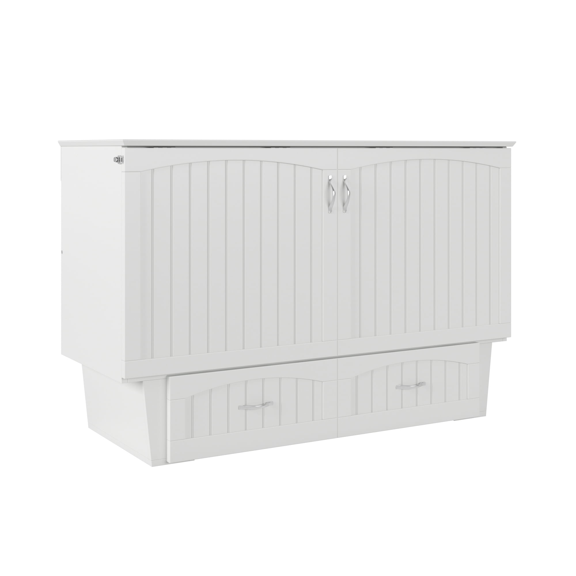 AFI Sydney Queen Murphy Bed Chest with 6" Mattress, Storage, & Built-in Charger, White