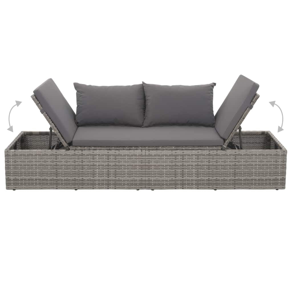 Kepooman Outdoor Patio Rattan Accent Sofa Daybed for Poly Garden, Grey Kepooman Outdoor Patio Rattan Accent Sofa Daybed for Poly Garden, Grey