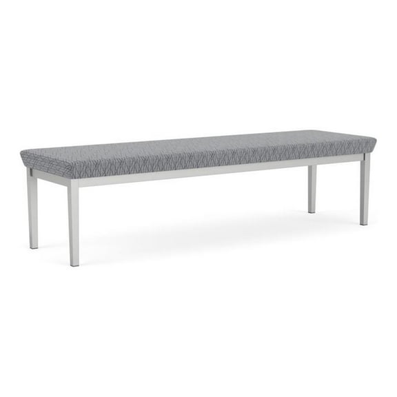 Lesro Lenox Steel Fabric 3-Seat Waiting Room Guest Bench in Silver/Adler Gray Flannel