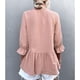 thumbnail image 4 of Blusa con cuello en V para mujer, suave, cómoda, holgada, informal, holgada, para cita en casa, oficina, rosa claro XL, 4 of 6