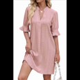 thumbnail image 3 of Vestido Recto Informal con Cuello en V, Rosa Oscuro, Talla XL, 3 of 10