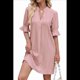 thumbnail image 3 of Vestido Recto Informal con Cuello en V, Rosa Oscuro, Talla XL, 3 of 10