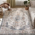 thumbnail image 2 of HOMCOM 4x6 Area Rug, Vintage Machine Washable Rug, Non-Slip Low Pile Carpet for Living Room, Bedroom, Dining Room, Home Office, Brown and Light Blue, 2 of 9