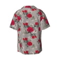 thumbnail image 2 of Xecao offers the Rose Flowers for Men's Casual Short-sleeved Shirt, a button-up collared shirt with a pocket, perfect for beach vacations and yacht travel in the X-Large size., 2 of 7