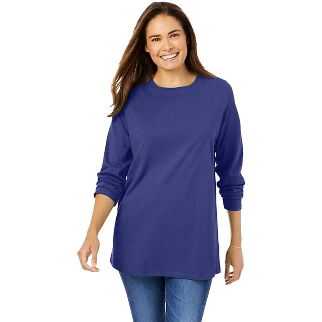 T-shirt à Manches Longues à Col Ras du Cou Parfait pour Femmes Grande Taille