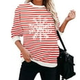 thumbnail image 4 of Yteetum Christmas Crewneck Hoodless Sweatshirts for Women Oversize Loose Fits Long Sleeve Shirts Pullover Sweatshirt Top Womens Christmas Stripe Print Round Neck No Hood Sweatshirt Fall Clothes, 4 of 5