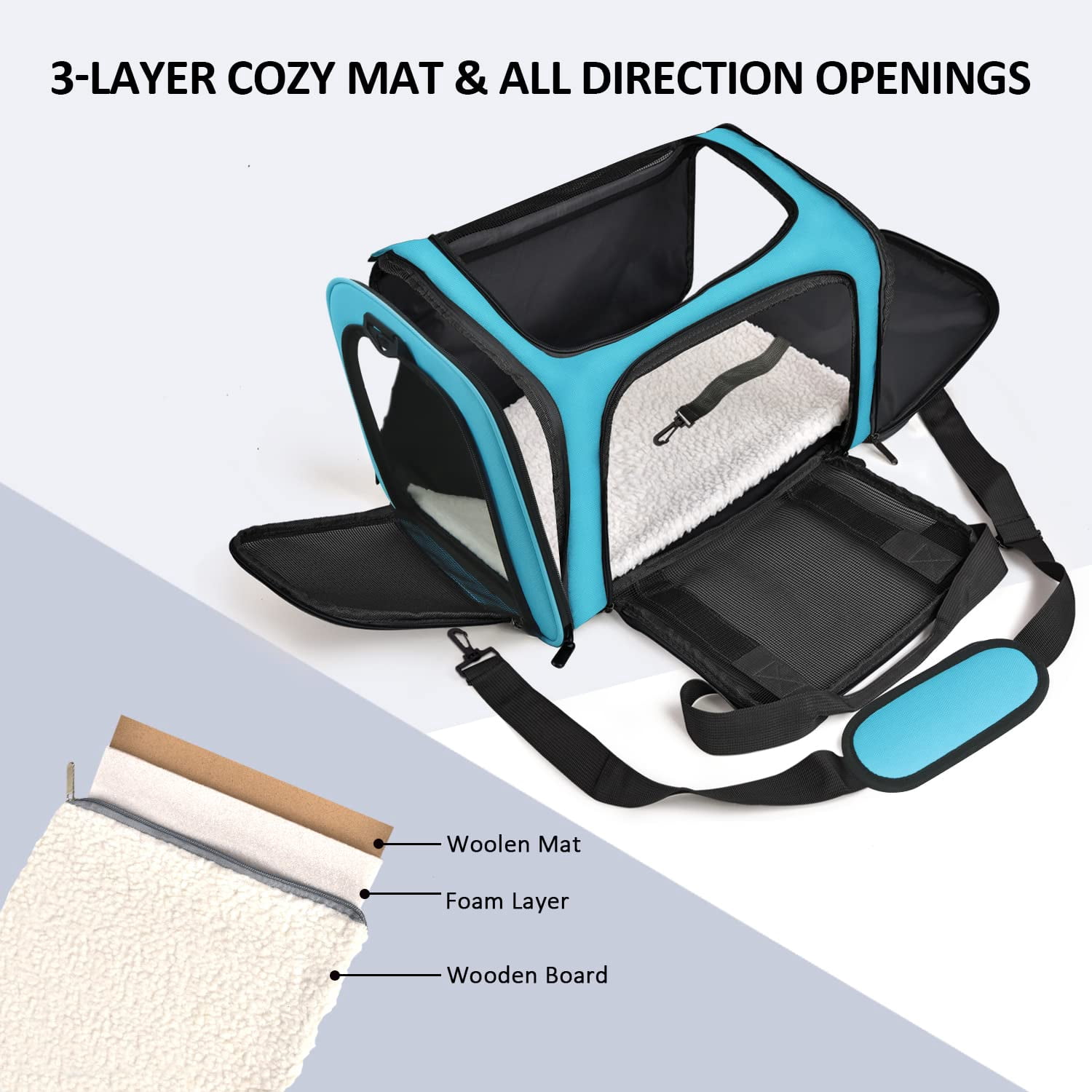 Cat, Dog Carrier for Small Medium Cats Puppies up to 15 Lbs, TSA Airline Approved Carrier Soft Sided, Collapsible Travel Puppy Carrier - Grey